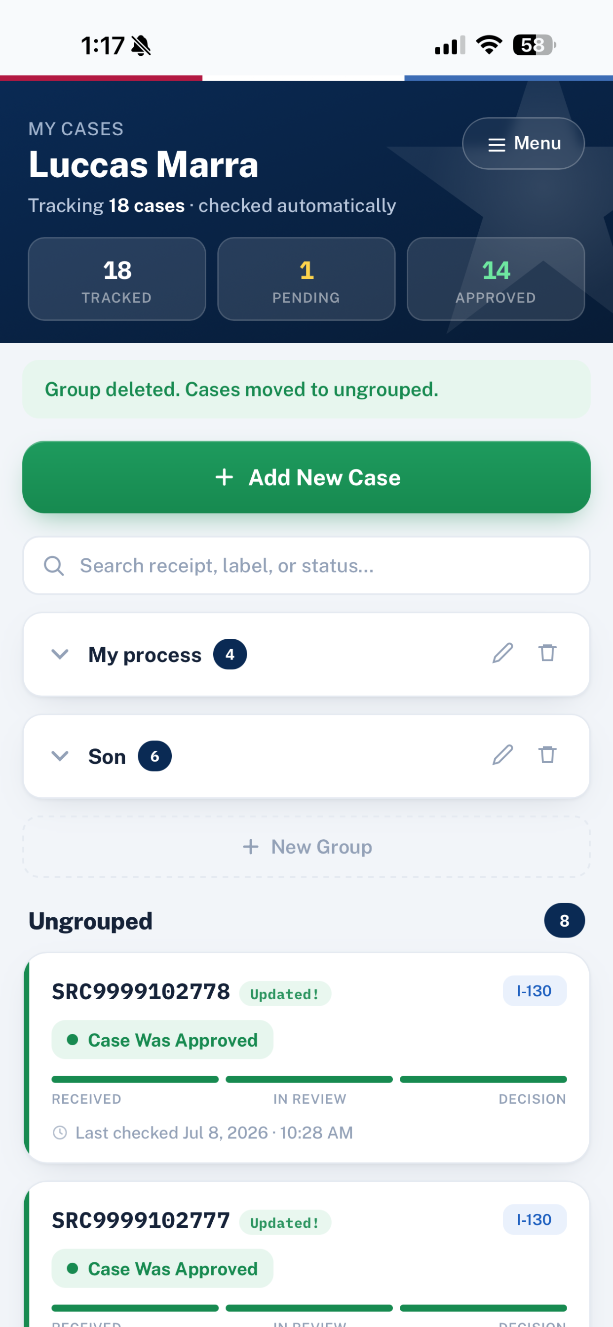 Free Case Tracker for USCIS - Case tracking dashboard